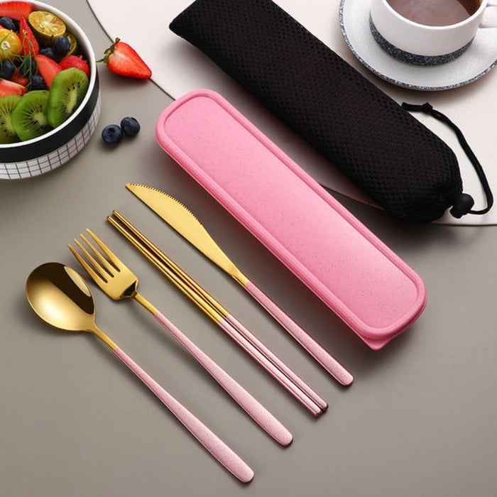 Portable Golden Cutlery Set