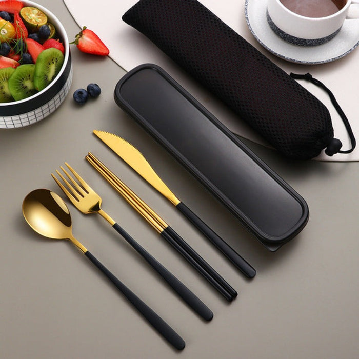 Portable Golden Cutlery Set