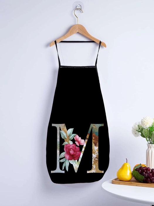 Floral And Letter Graphic Apron