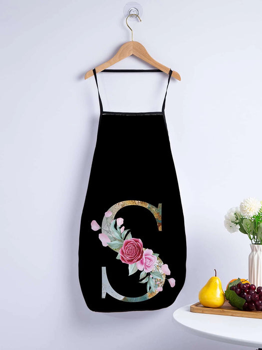 Floral And Letter Graphic Apron