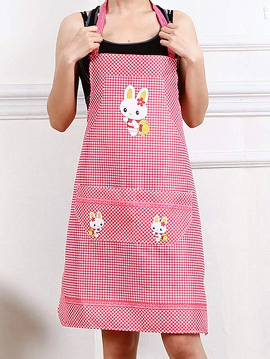 Rabbit And Gingham Pattern Apron