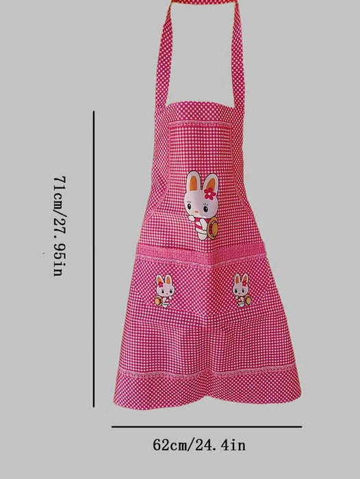 Rabbit And Gingham Pattern Apron