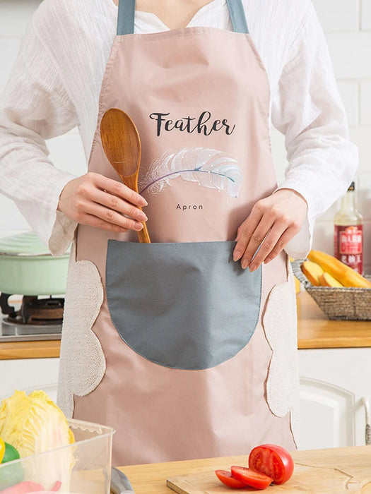 Set Of Two Feather Printed Aprons