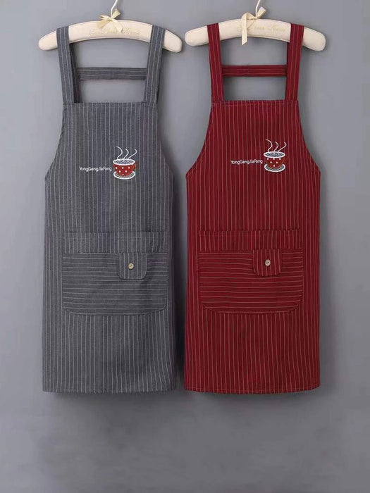 Set Of Two Coffee And Striped Printed Apron