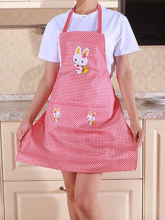 Rabbit And Gingham Pattern Apron