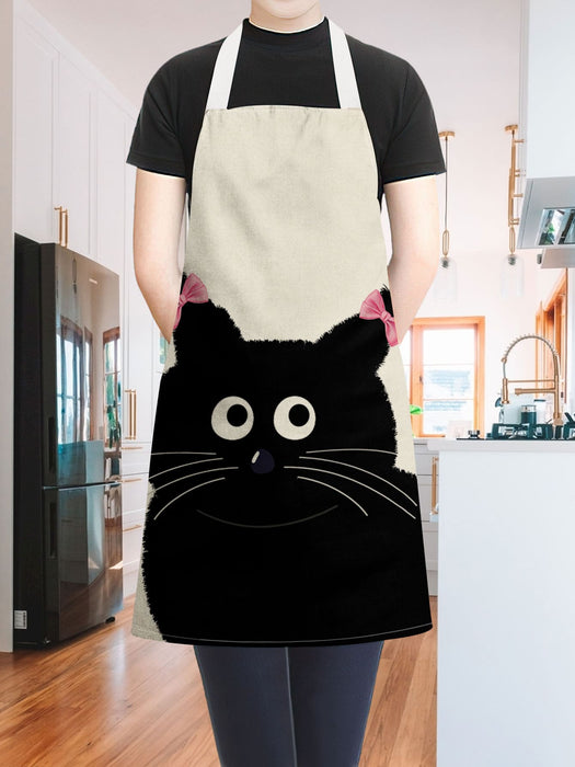 1 Piece Cat Printed Apron