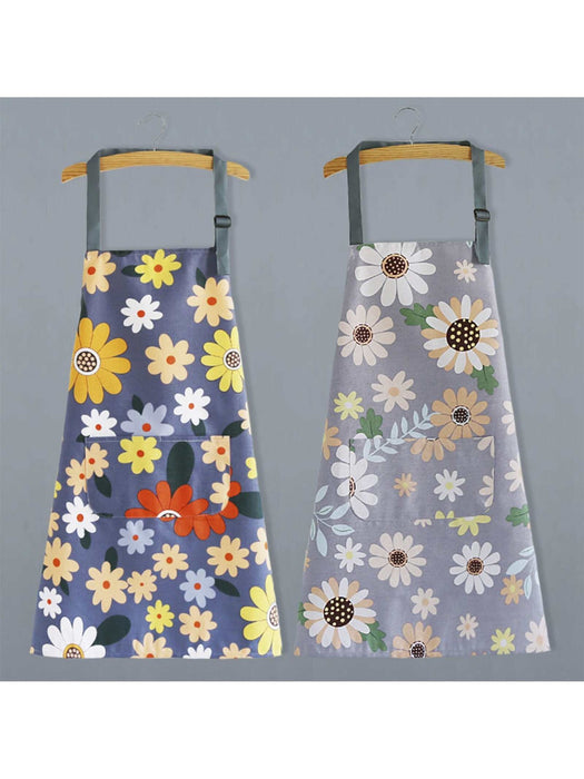 Set Of 2 Floral Printed Kitchen Apron