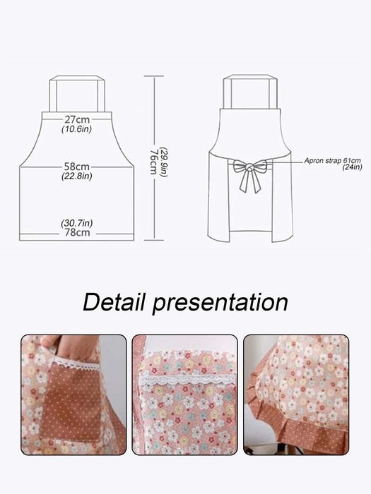 Plaid Pattern Lace Trim Apron