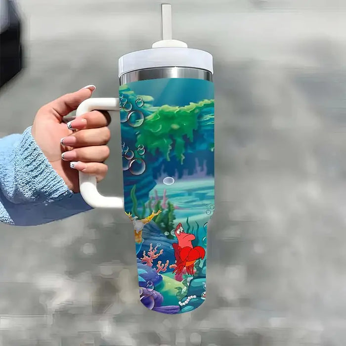 Little Mermaid Design 40oz Tumbler With Lid