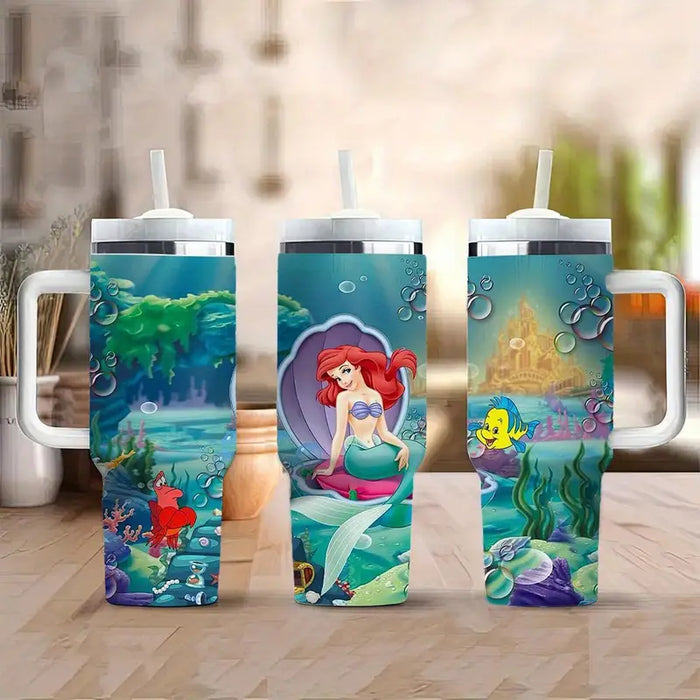 Little Mermaid Design 40oz Tumbler With Lid