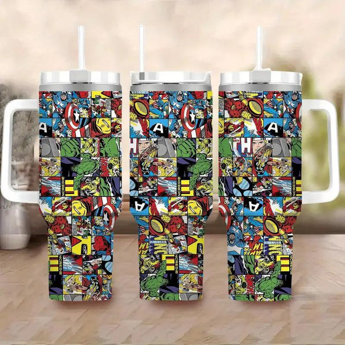 Marvel Superhero Themed Insulated Tumbler With Straw