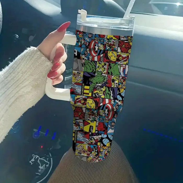 Marvel Superhero Themed Insulated Tumbler With Straw