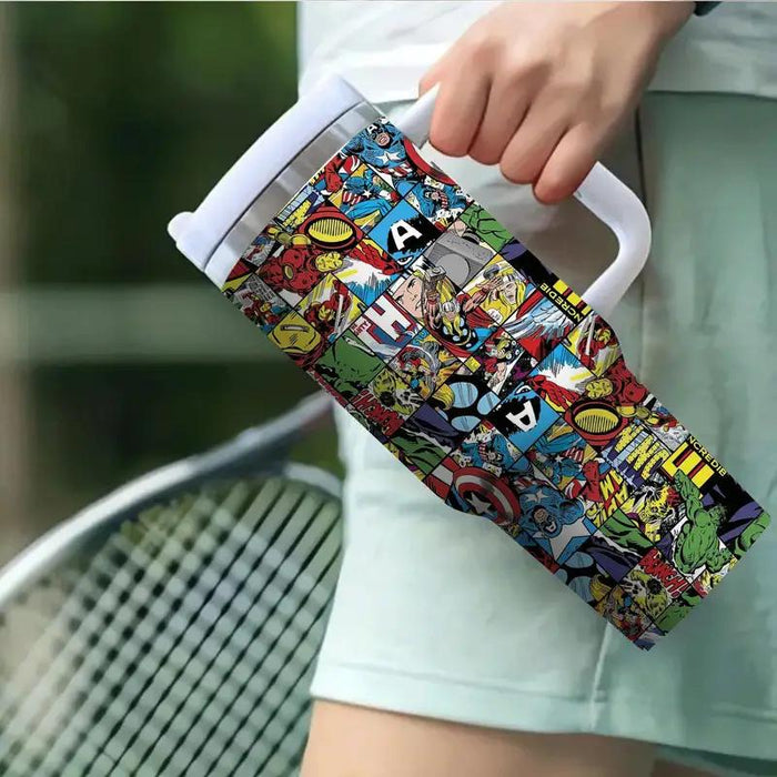 Marvel Superhero Themed Insulated Tumbler With Straw