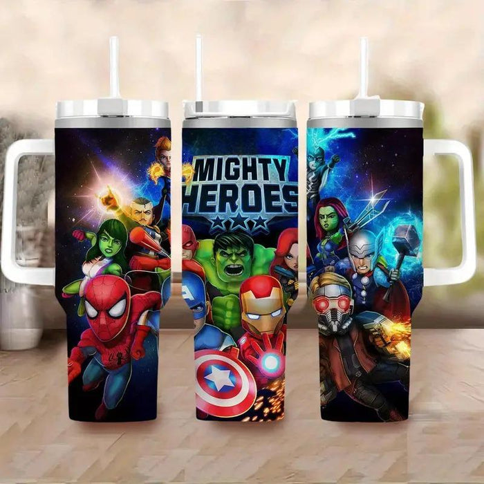 40oz Mighty Heroes Tumbler With Lid And Straw