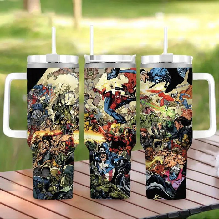 Insulated 40oz Superhero Tumbler With Straw