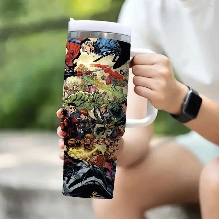 Insulated 40oz Superhero Tumbler With Straw