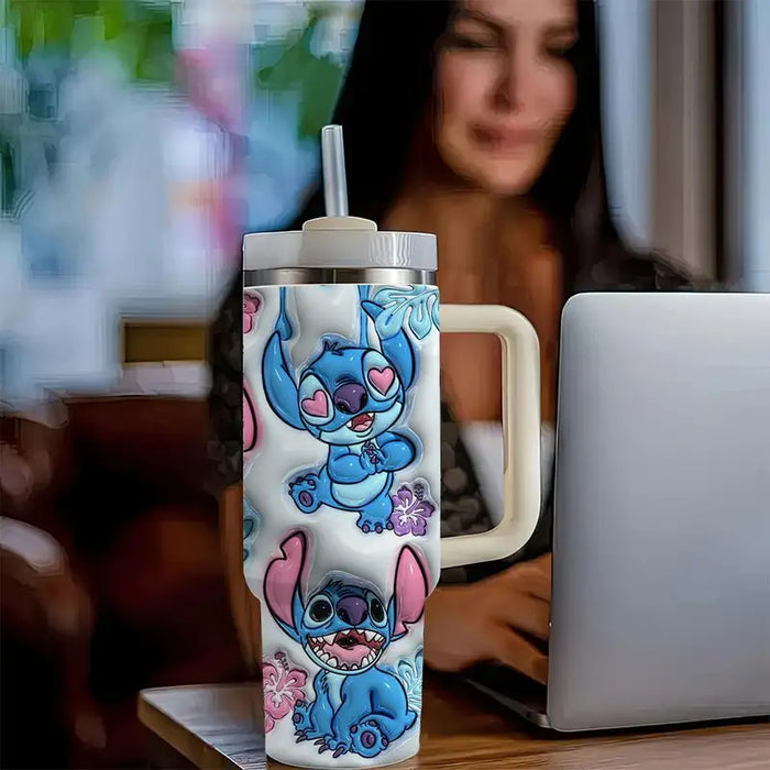 Stitch Themed 40oz Tumbler With Handle