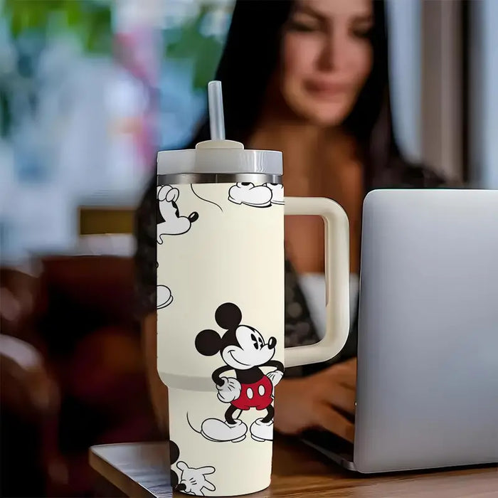 40oz Mickey Mouse Insulated Tumbler With Handle And Straw