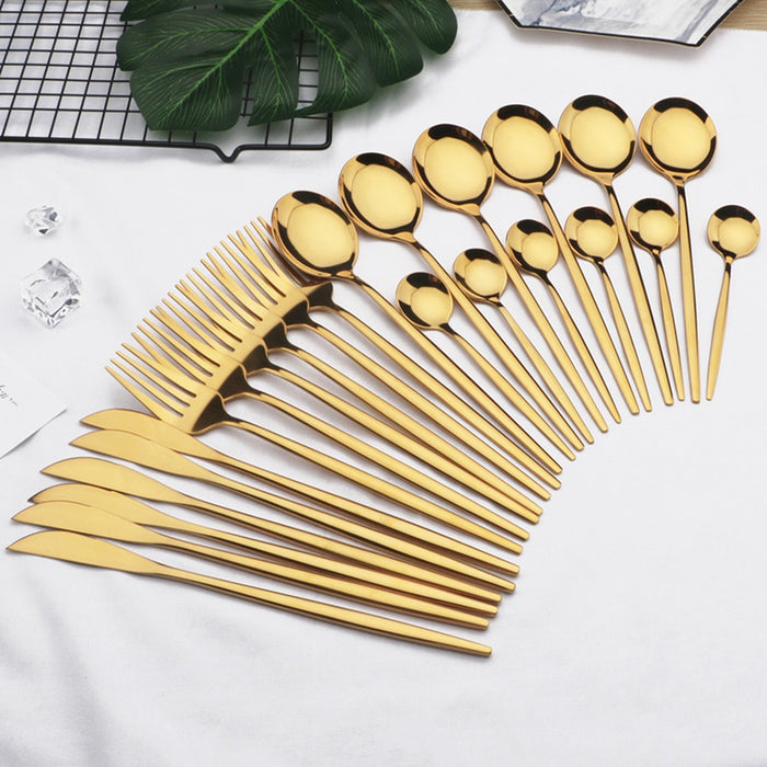 Stainless Steel Golden Tableware Set