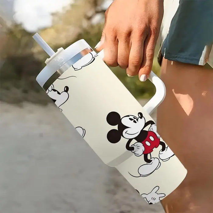 40oz Mickey Mouse Insulated Tumbler With Handle And Straw