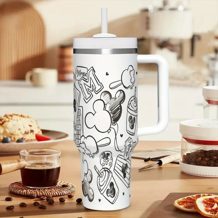 Mickey Doodle 40oz Insulated Tumbler With Handle