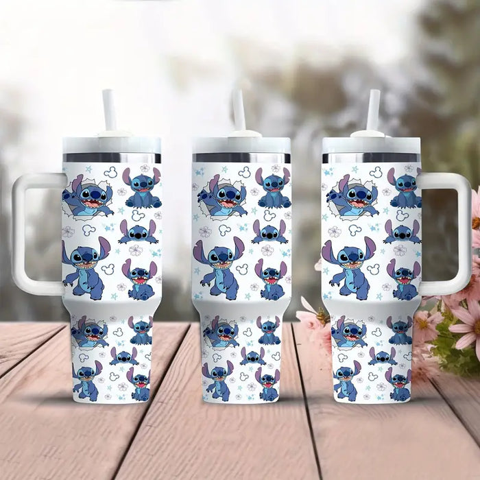 Stitch Cartoon Themed 40oz Stainless Steel Tumbler With Handle