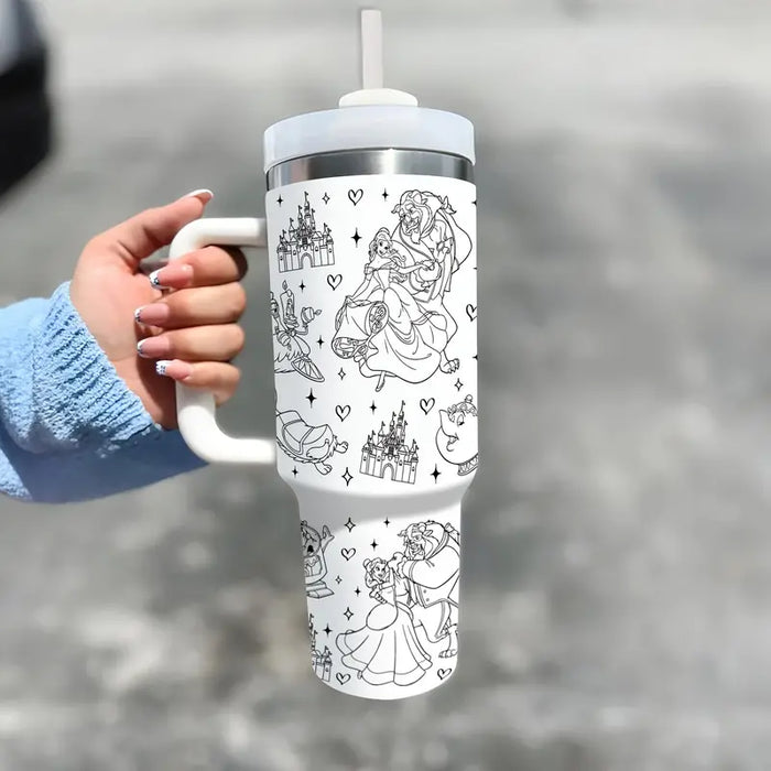 40oz Fairy Tale Insulated Tumbler With Handle And Straw