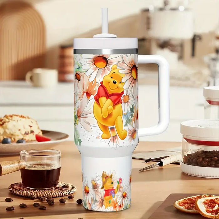 The Pooh 40oz Insulated Tumbler With Floral Design