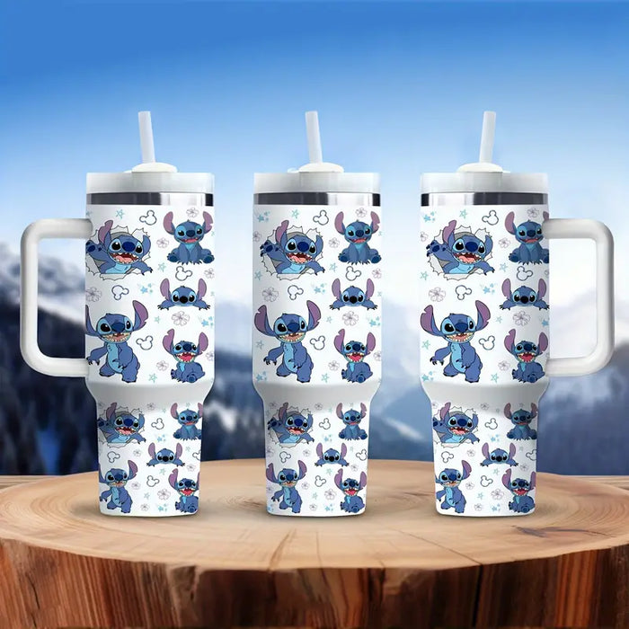 Stitch Cartoon Themed 40oz Stainless Steel Tumbler With Handle