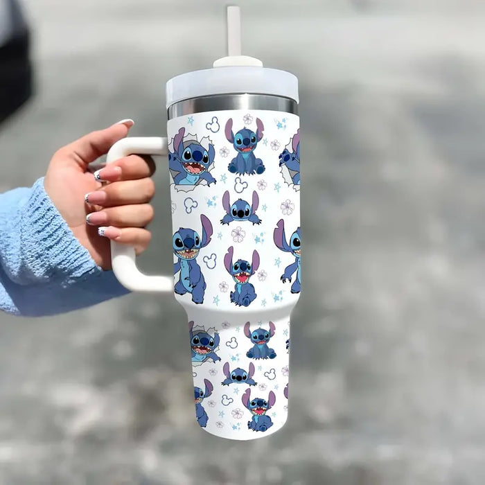 Stitch Cartoon Themed 40oz Stainless Steel Tumbler With Handle