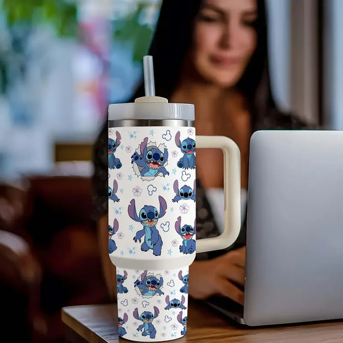 Stitch Cartoon Themed 40oz Stainless Steel Tumbler With Handle