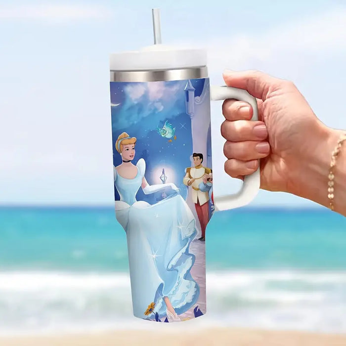 Cinderella 40oz Insulated Tumbler With Handle And Straw