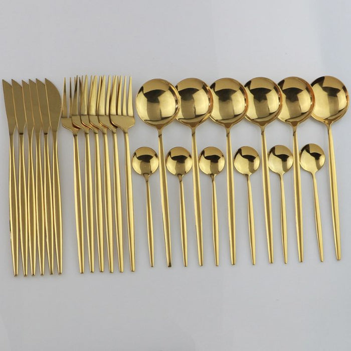 Stainless Steel Golden Tableware Set