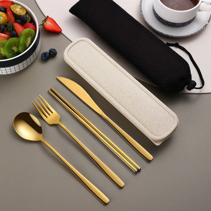 Portable Golden Cutlery Set