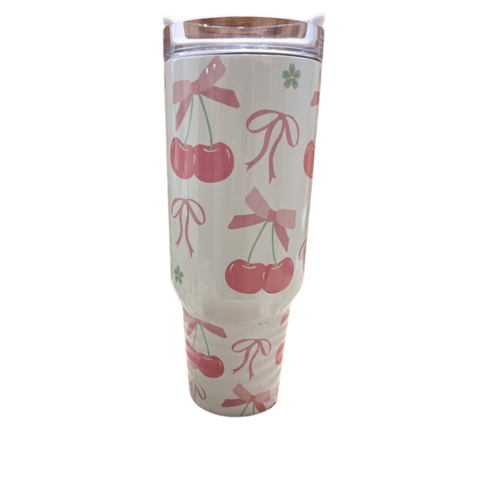 Cherry Coquette 40 oz Travel Tumbler with Bows