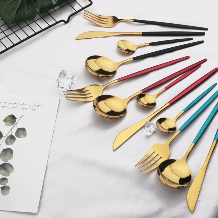 Stainless Steel Golden Tableware Set