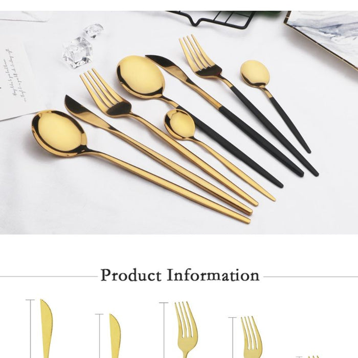 Stainless Steel Golden Tableware Set