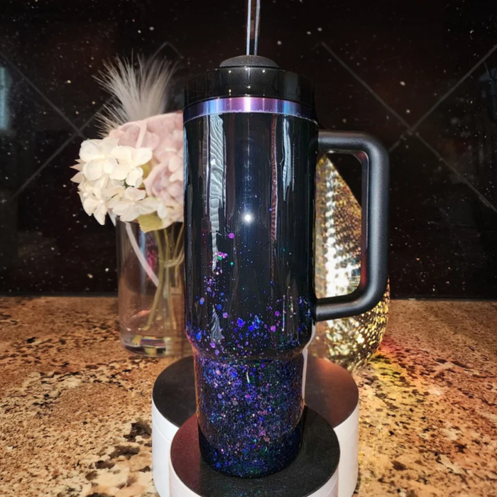 Personalized Glitter Tumbler With Handle