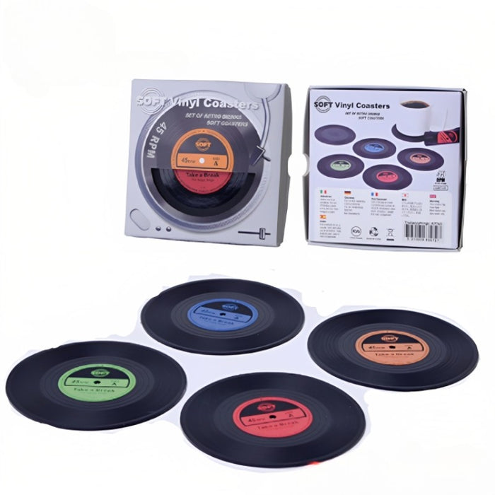 Vintage Record Disk Coaster Mats