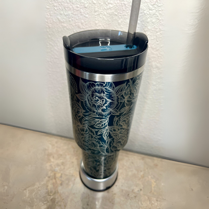 40oz Peony Floral Design Insulated Tumbler