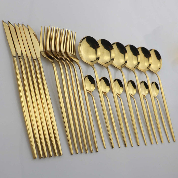 Stainless Steel Golden Tableware Set