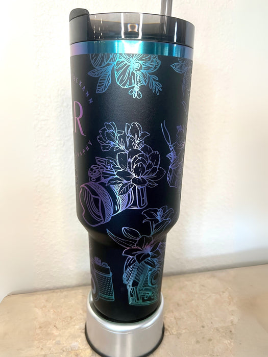 40oz Camera Art Engraved Stainless Steel Tumbler