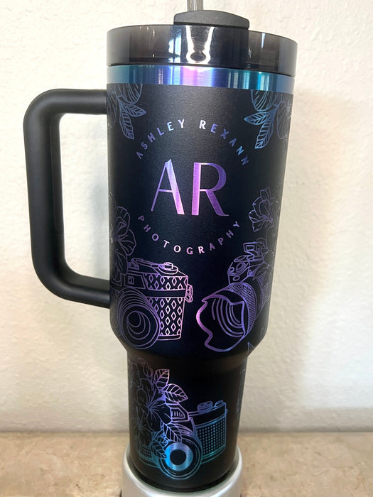 40oz Camera Art Engraved Stainless Steel Tumbler