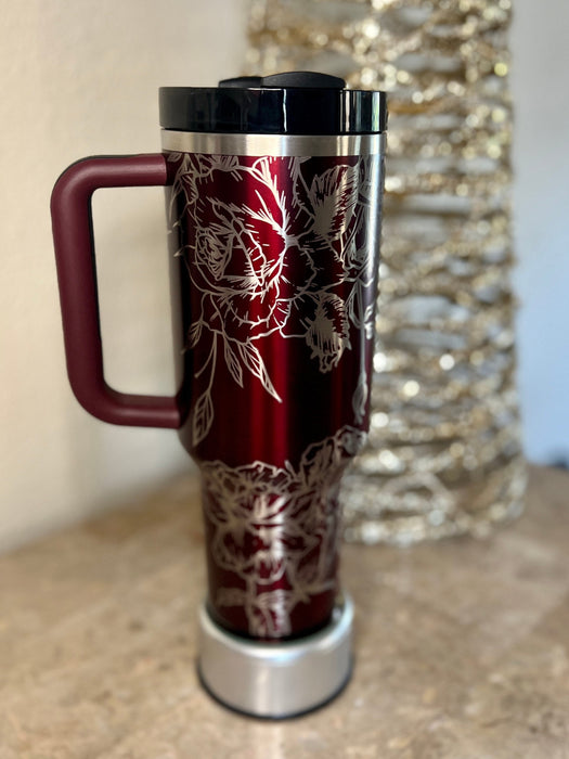 40oz Rose Bloom Design Stainless Steel Tumbler