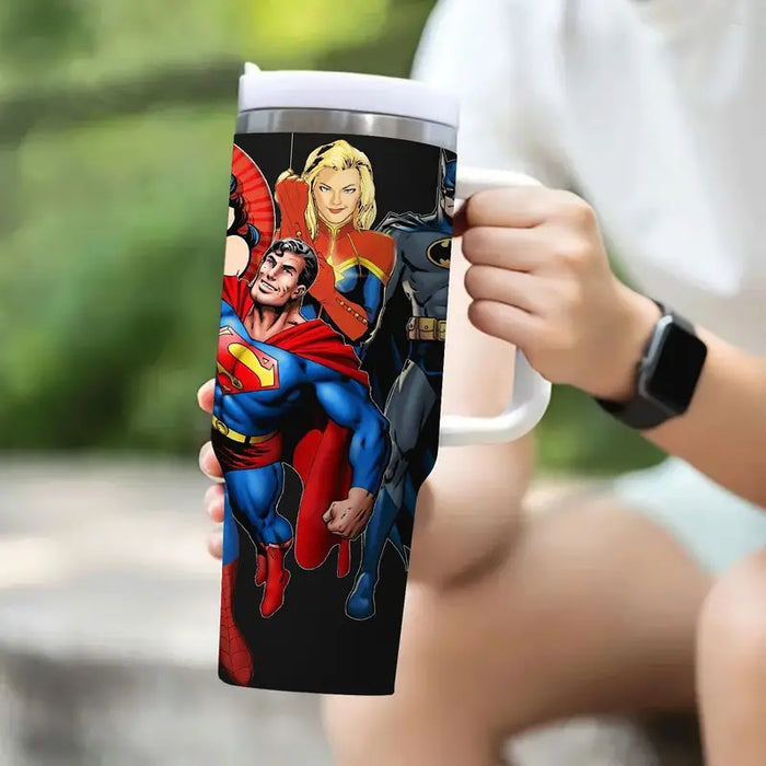 40 Oz Superhero Cartoon Insulated Tumbler