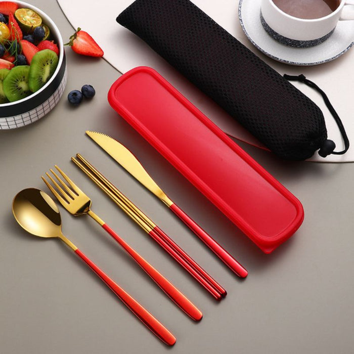 Portable Golden Cutlery Set