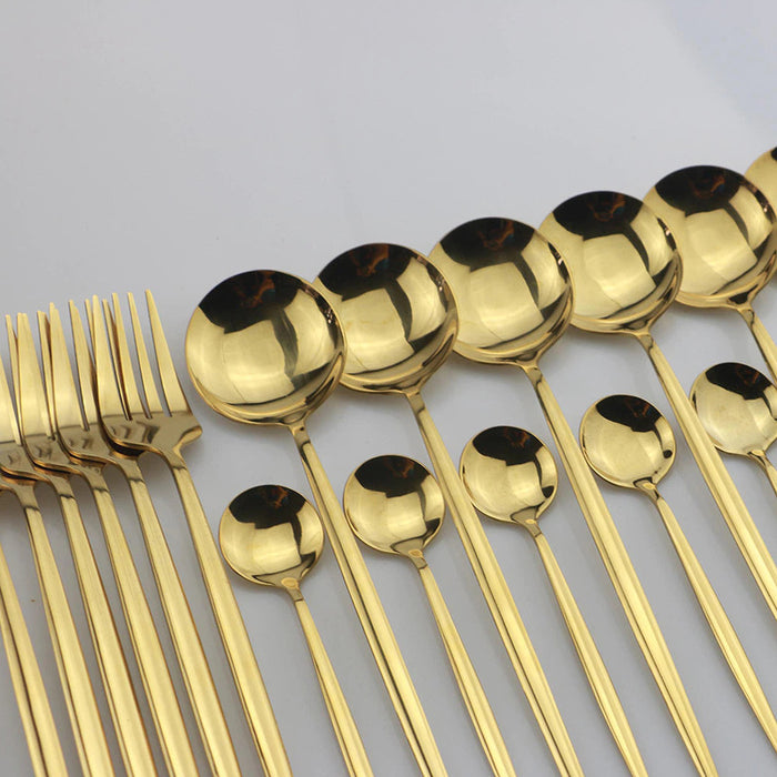 Stainless Steel Golden Tableware Set