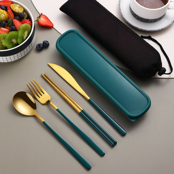 Portable Golden Cutlery Set