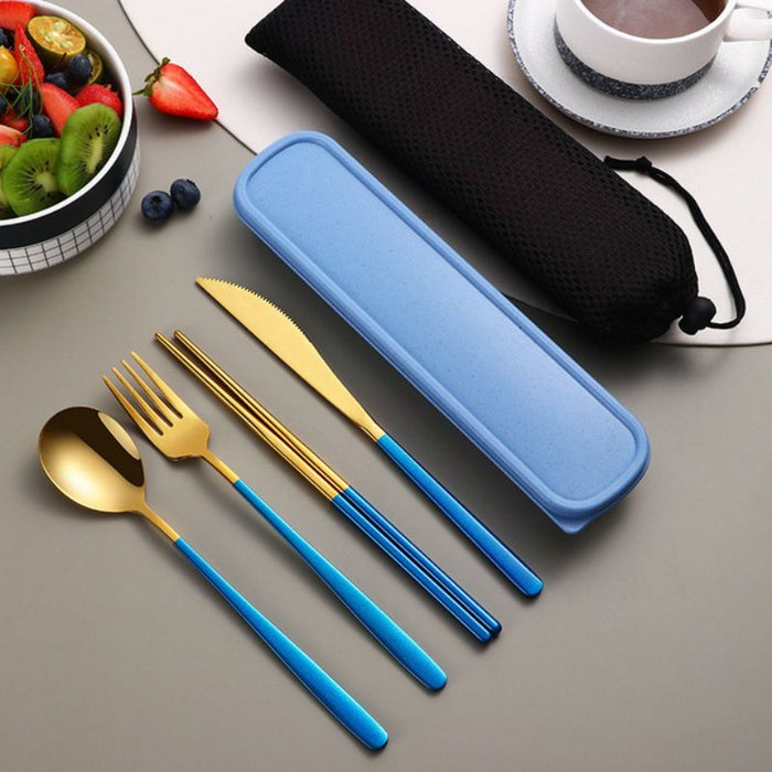 Portable Golden Cutlery Set