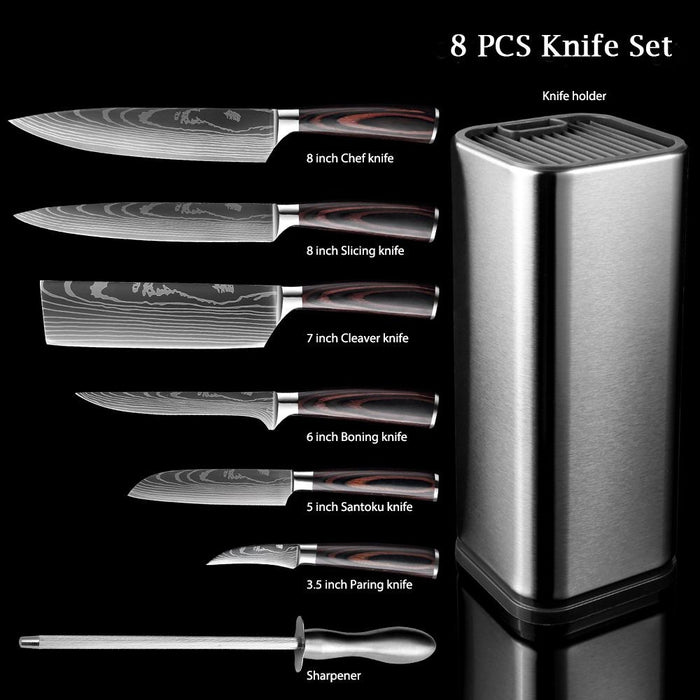 Kitchen Chef Knifes Set With Knife Holder